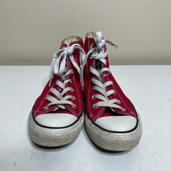 Red Canvas High-Top Sneakers - Picture 2 of 10